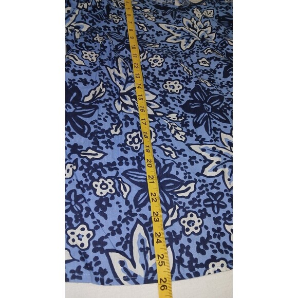 STS Sail to Sable Blue‎ Floral Top Tunic Puff Sleeve Blouse 100% Cotton Size L - Picture 5 of 8